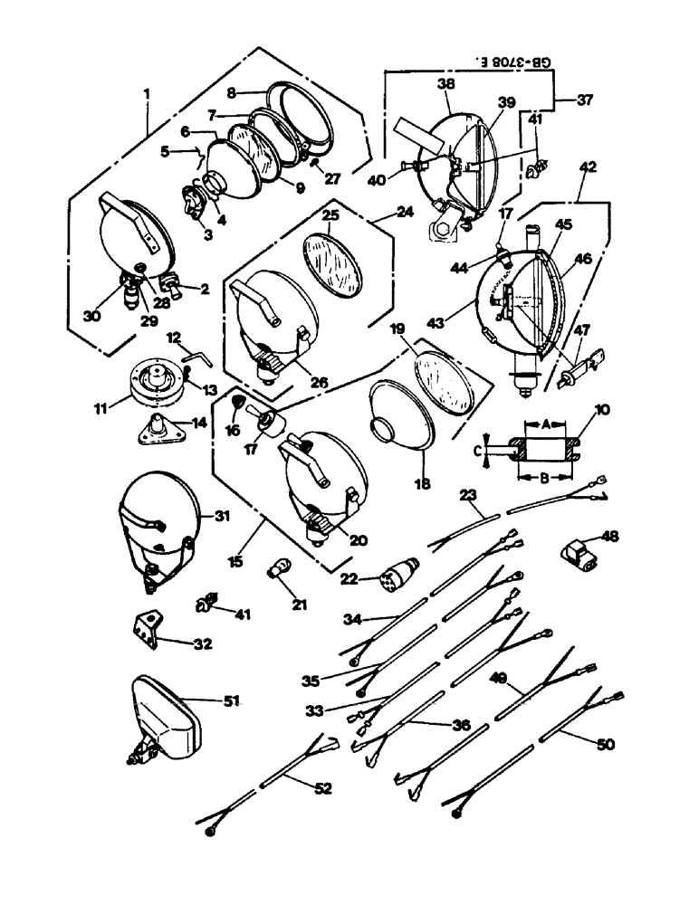 Схема запчастей Case IH 744 - (2D09) - SPOT LIGHT (06) - ELECTRICAL