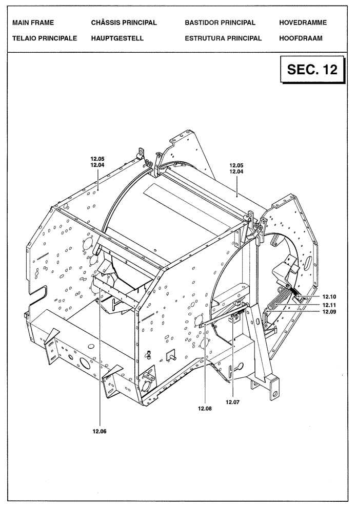 Схема запчастей Case IH RBX341 - (0.0028A[01]) - SECTION LIST 12 - MAIN FRAME (00) - GENERAL
