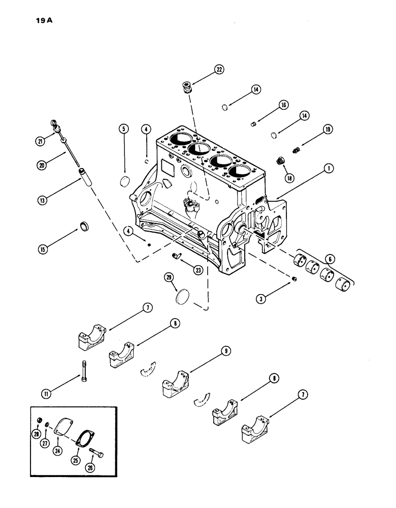 Схема запчастей Case IH 770 - (019A) - CYLINDER BLOCK, (267B) DIESEL ENGINE, W/3 GEAR BALANCER (02) - ENGINE