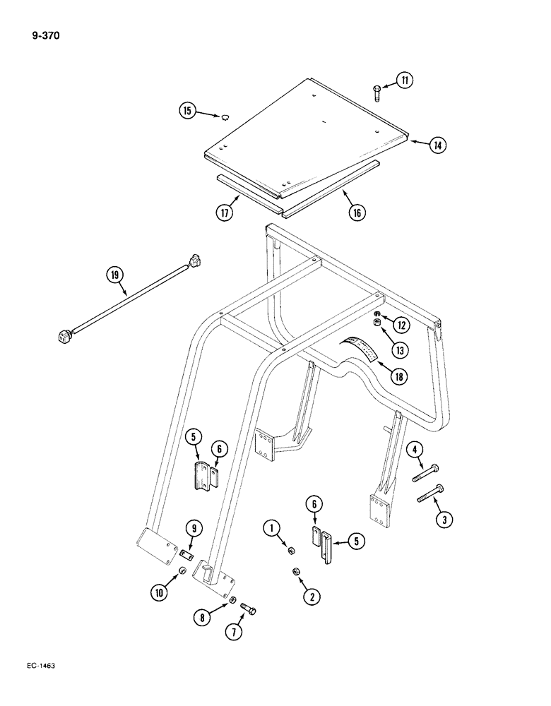 Схема запчастей Case IH 385 - (9-370) - ROLL OVER PROTECTION FRAME, FOUR POST, TRACTORS P.I.N. 18001 AND AFTER (09) - CHASSIS/ATTACHMENTS