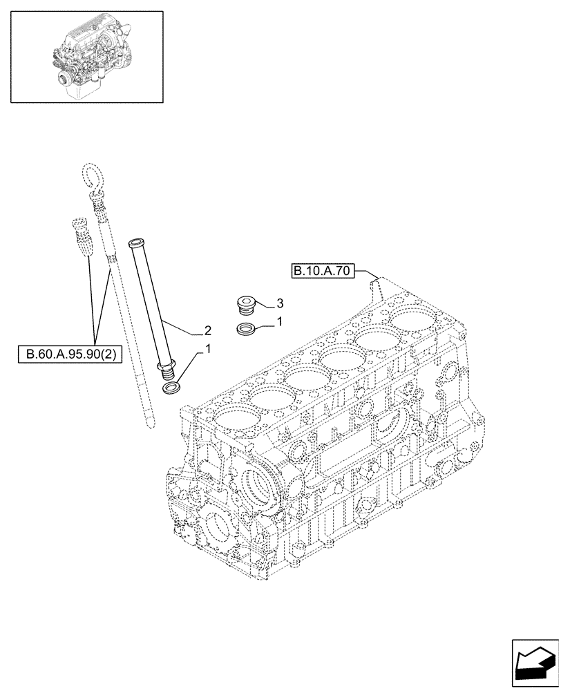 Схема запчастей Case IH AFX8010 - (B.60.A.95.90[1]) - OIL LEVEL CHECK (504032805) B - Power Production