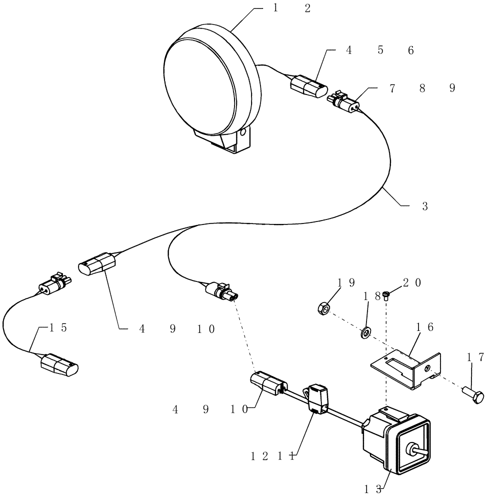 Схема запчастей Case IH 3580 - (55.404.04) - AUGER LIGHTING (55) - ELECTRICAL SYSTEMS