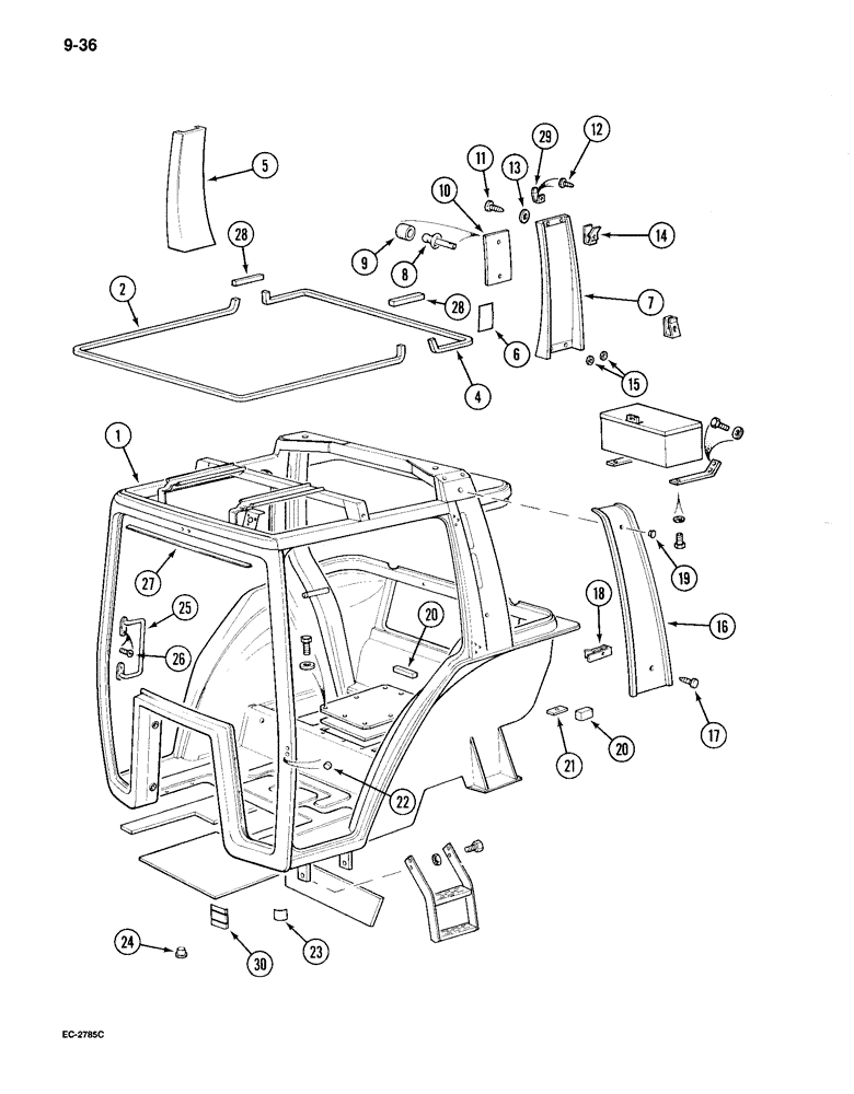 Схема запчастей Case IH 895 - (9-036) - CAB, FRAME (09) - CHASSIS/ATTACHMENTS