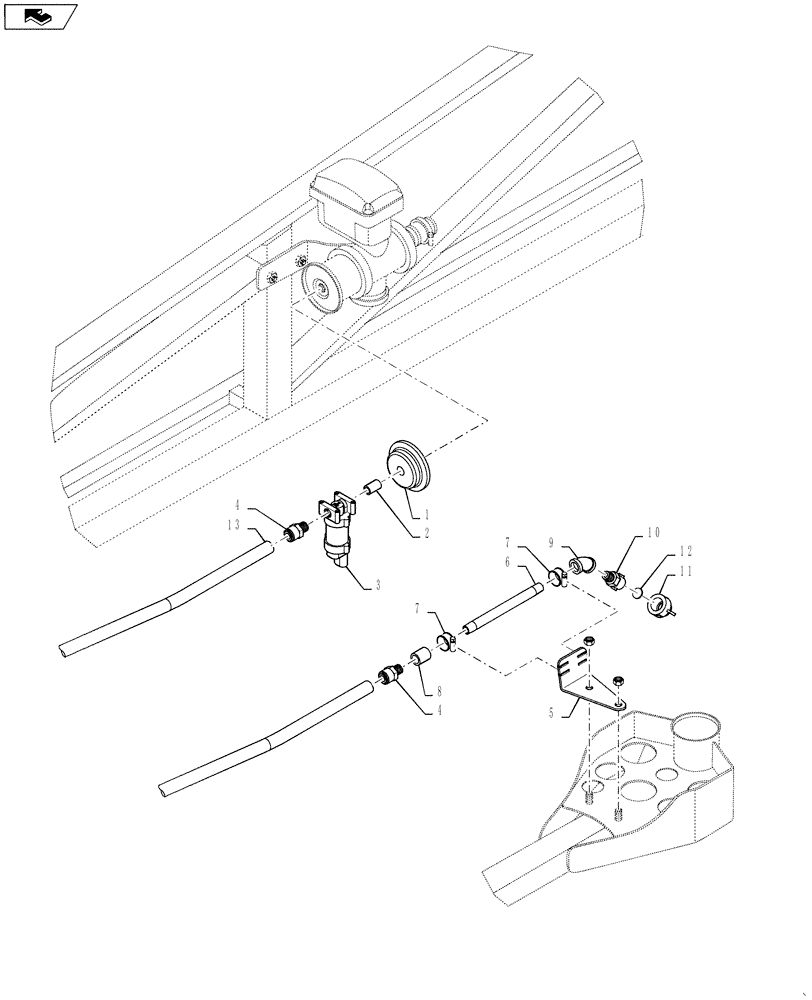 Схема запчастей Case IH 3230 - (39.105.13) - NOZZLE, FENCE ROW, 90 & 100, LOW-FLOW, W/HARNESS, ASN Y9T026405 (39) - FRAMES AND BALLASTING