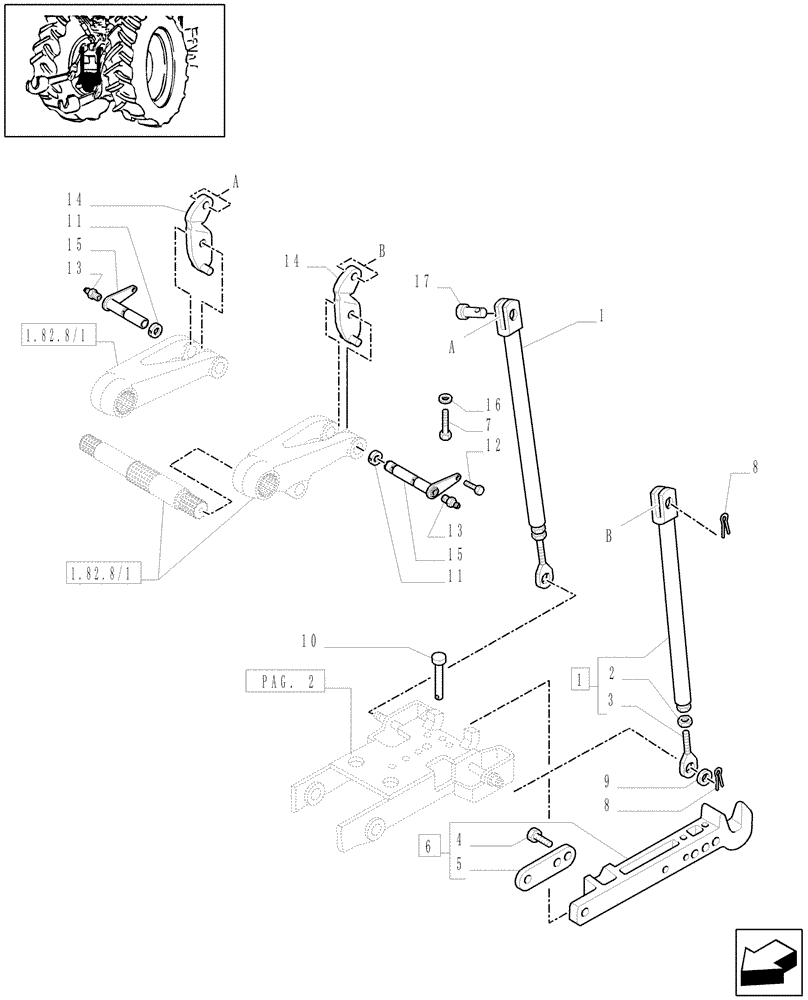 Схема запчастей Case IH MXM190 - (1.89.3/03[03]) - (VAR.898/2) AUTOMATIC HITCH - (WITH 2 ADDITIONAL JACKS) (09) - IMPLEMENT LIFT