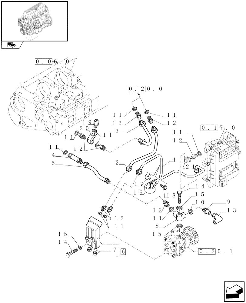 Схема запчастей Case IH F3AE0684P E909 - (0.20.3) - FUEL LINES & RELATED PARTS (504139466 - 504196117 - 504078280 - 504055384 - 504055372/81) 