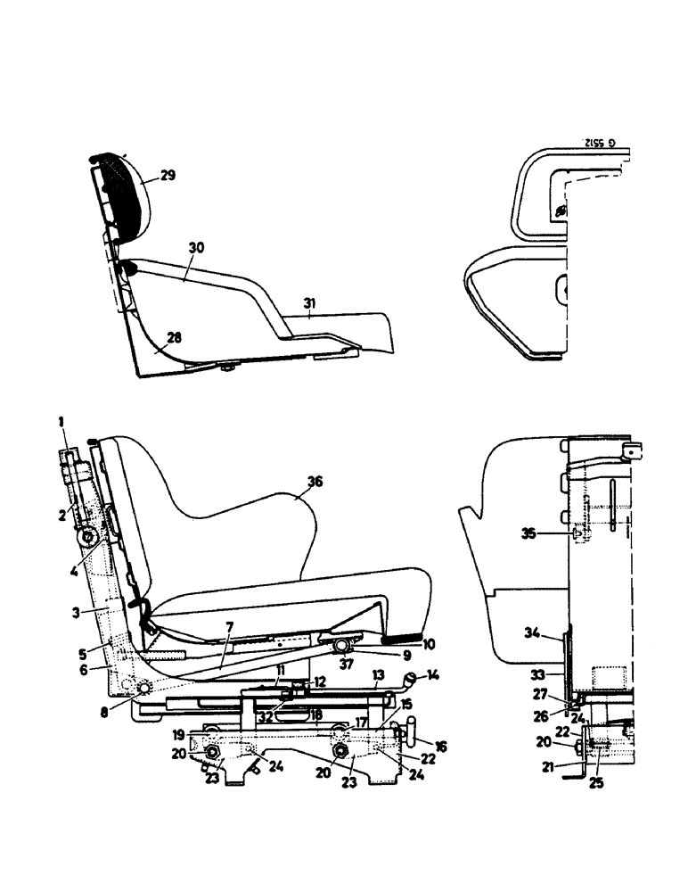 Схема запчастей Case IH 844 - (3G05) - SEAT "SABLE" (-XXX) (05) - SUPERSTRUCTURE