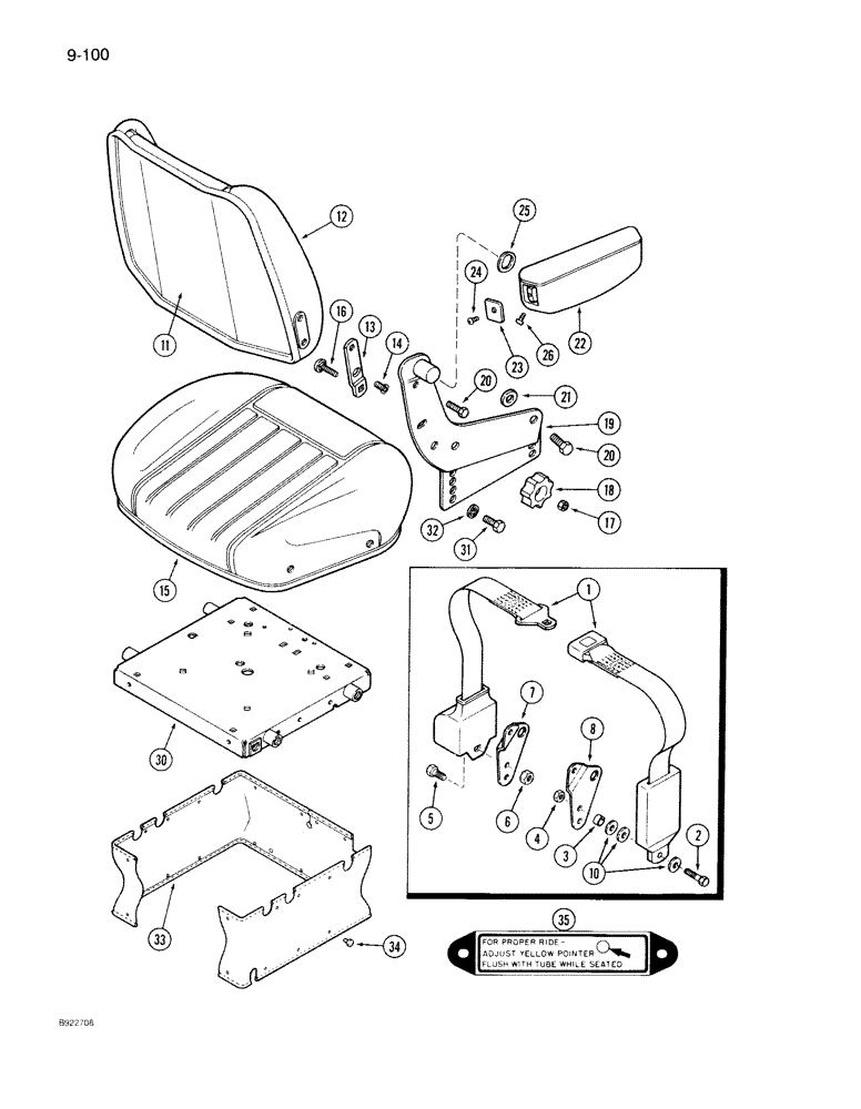 Схема запчастей Case IH 7140 - (9-100) - SEAT BELT, VINYL SEAT WITHOUT SWIVEL (09) - CHASSIS/ATTACHMENTS