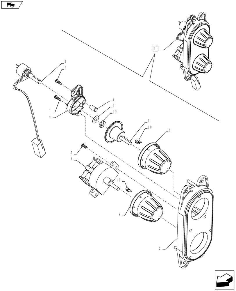 Схема запчастей Case IH FARMALL 75C - (55.512.01[02]) - CENTRAL RIGHT PILLAR - HEATER CONTROLS - BREAKDOWN (55) - ELECTRICAL SYSTEMS