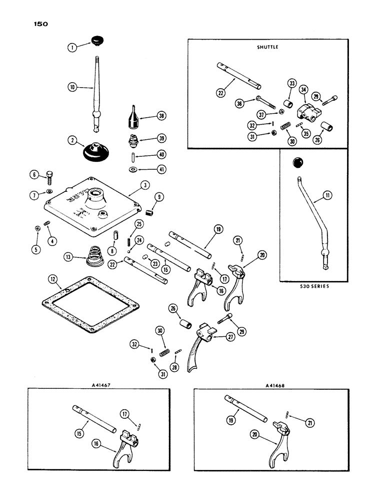 Схема запчастей Case IH 430 - (150) - GEAR SHIFT COVER, FIRST USED TRANSMISSION SERIAL NUMBER 2244027 (06) - POWER TRAIN