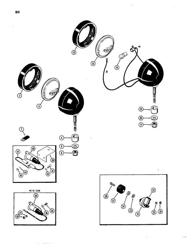 Схема запчастей Case IH 1270 - (080) - REAR FLOOD LAMP (04) - ELECTRICAL SYSTEMS