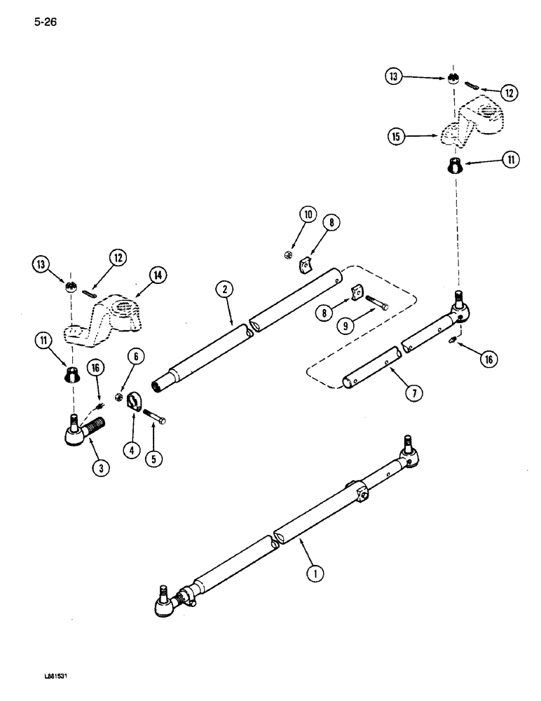 Схема запчастей Case IH 1640 - (5-26) - STEERING TIE ROD, ADJUSTABLE AXLES, EXCEPT POWER GUIDE AXLE (04) - STEERING