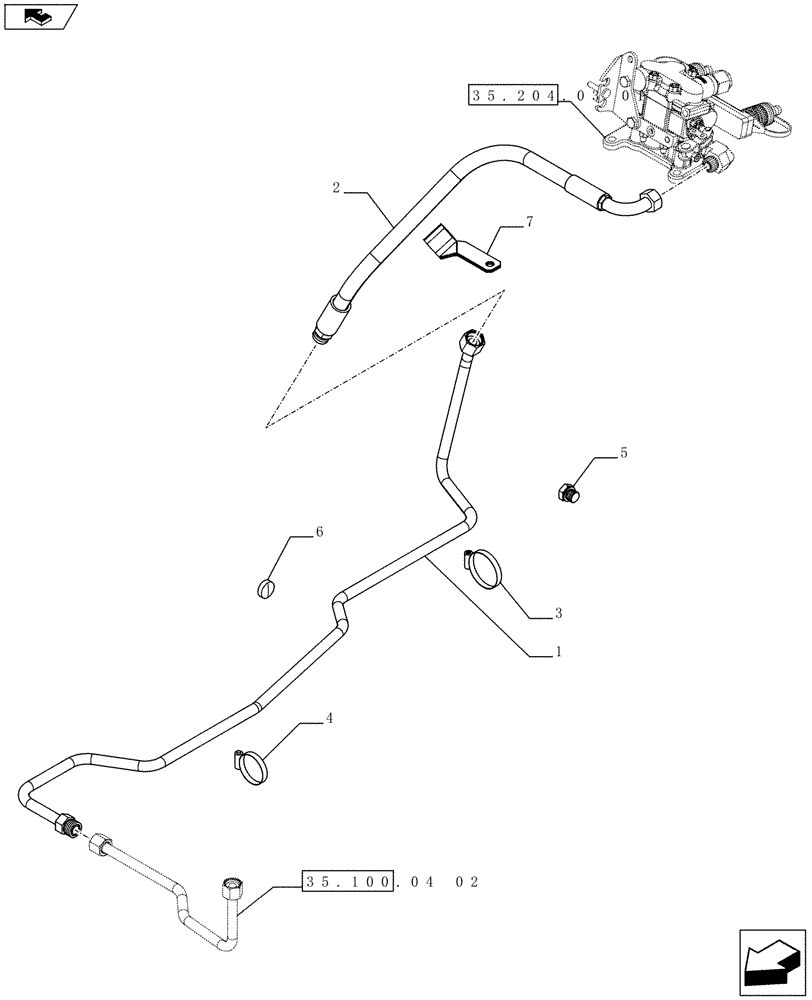 Схема запчастей Case IH FARMALL 65C - (35.100.04[03]) - HYDRAULIC LIFT SYSTEM - LIFT DELIVERY PIPE (35) - HYDRAULIC SYSTEMS