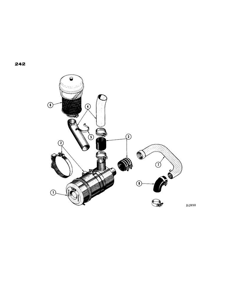 Схема запчастей Case IH 1660 - (242) - AIR CLEANER AND STACK, S/N 8368001 AND AFTER (10) - ENGINE