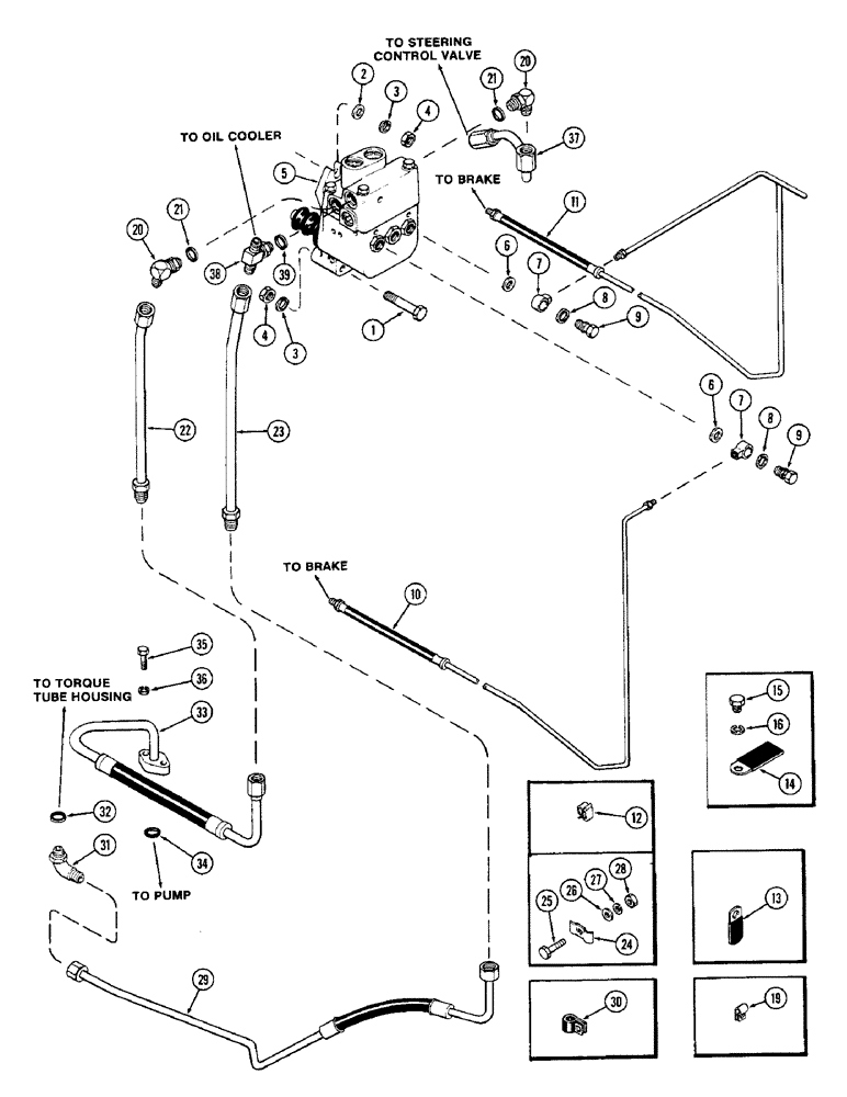 Схема запчастей Case IH 1370 - (246) - BRAKE VALVE AND HYDRAULIC LINES (07) - BRAKES