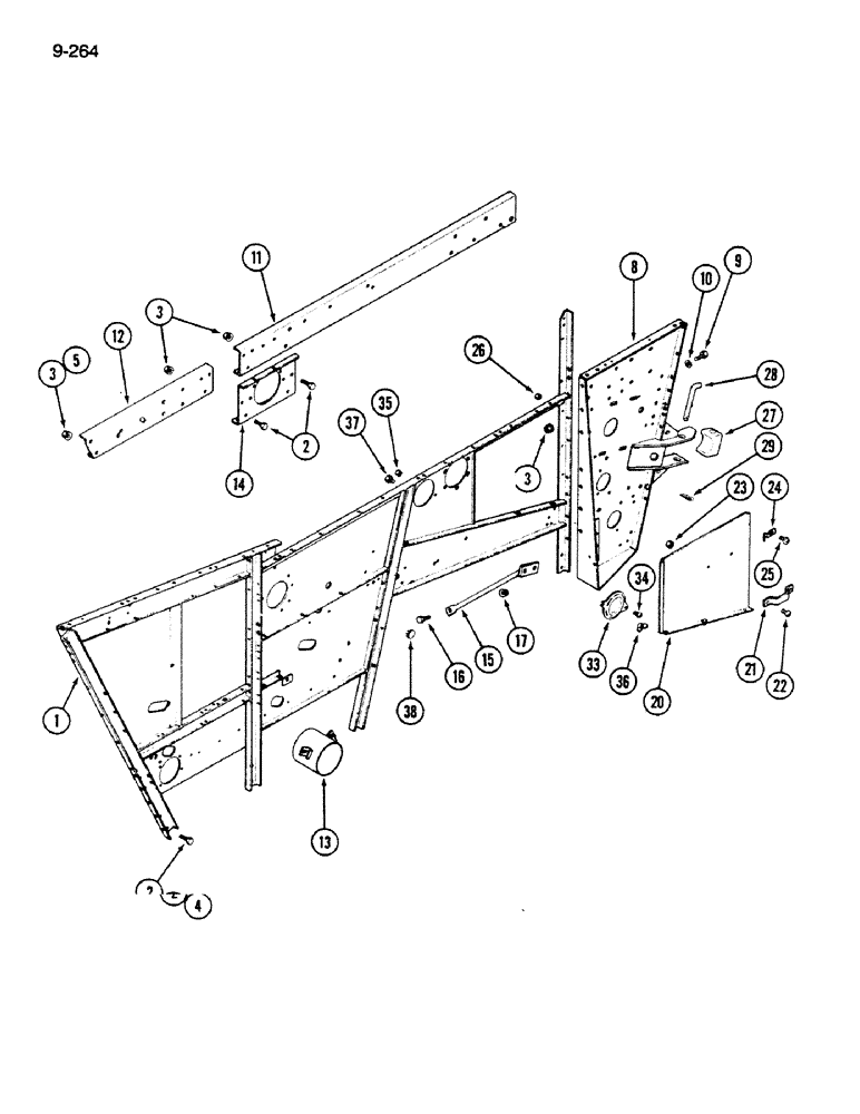 Схема запчастей Case IH 1620 - (9-264) - SEPARATOR RIGHT SIDE AND SUPPORTS (12) - CHASSIS