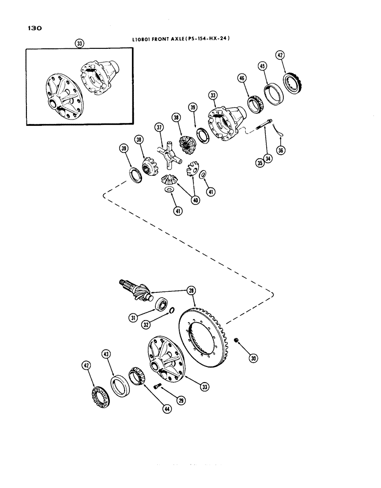 Схема запчастей Case IH 1200 - (130) - L10801 FRONT AXLE DIFFERENTIAL, CONTINUED, 19.03 RATIO WITH CARDON JOINT (06) - POWER TRAIN