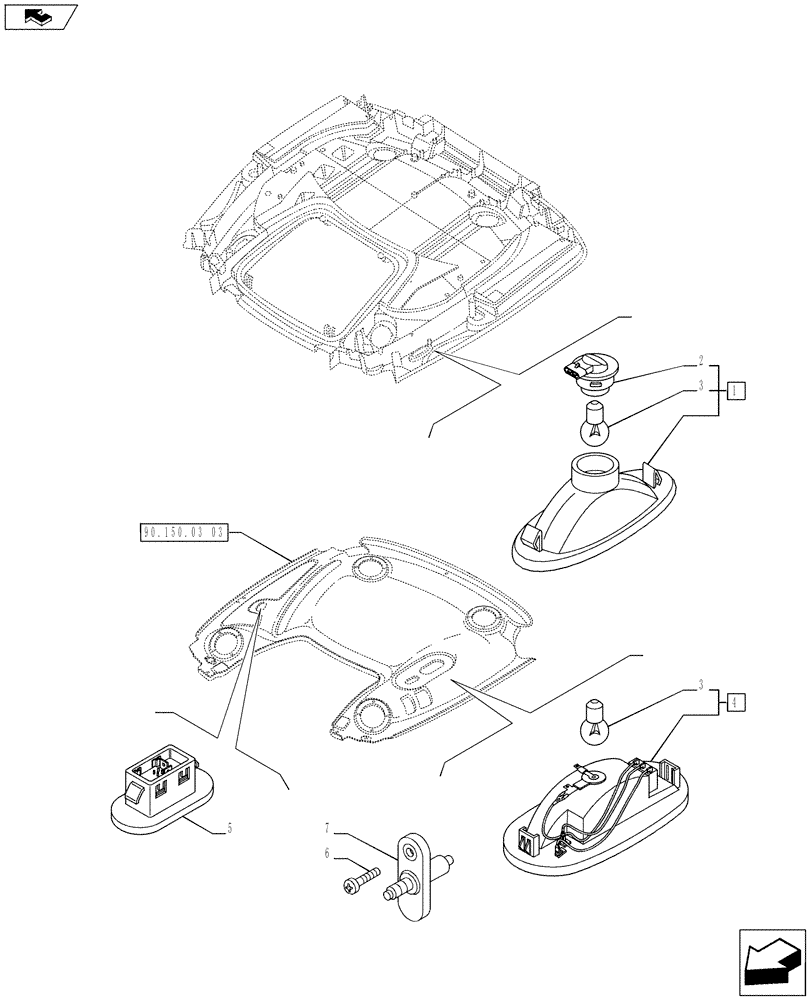 Схема запчастей Case IH PUMA 230 - (55.514.01) - CAB INNER CEILING LIGHT (55) - ELECTRICAL SYSTEMS