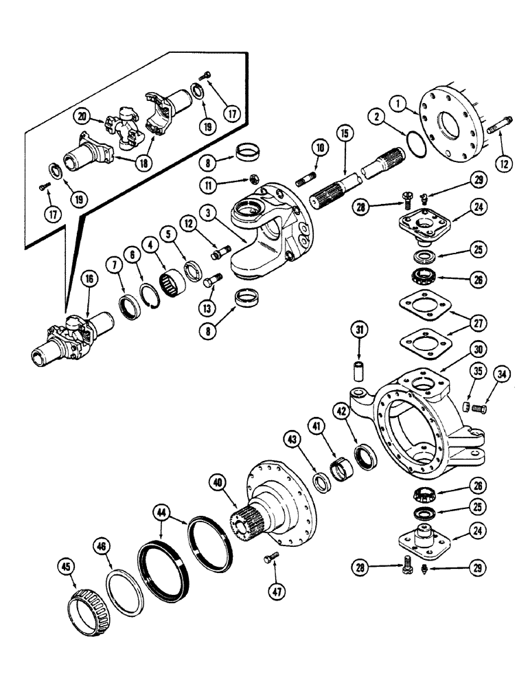 Схема запчастей Case IH 4694 - (6-232) - REAR AXLE ASSEMBLY, RIGHT TRUNNION AND SPINDLE, TRUNNION WITH BEARING, AXLE S/N 13015953 AND AFTER (06) - POWER TRAIN