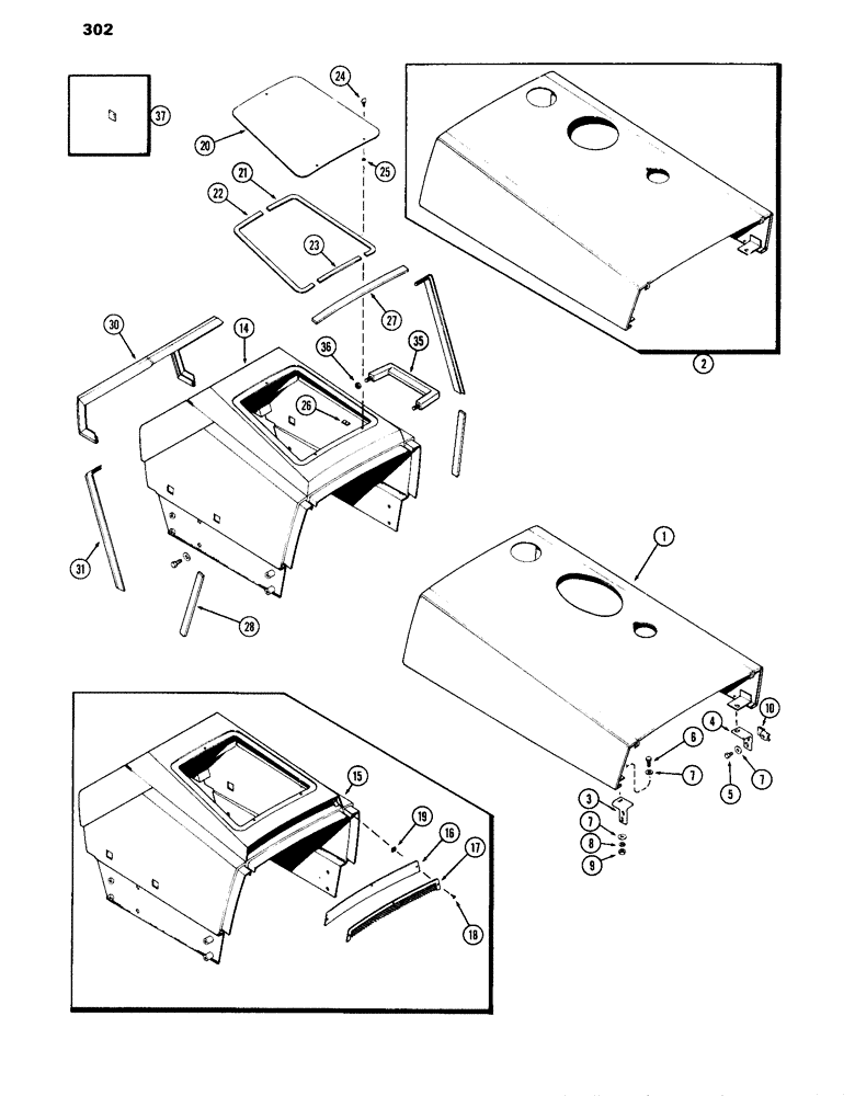 Схема запчастей Case IH 870 - (302) - HOOD (09) - CHASSIS/ATTACHMENTS