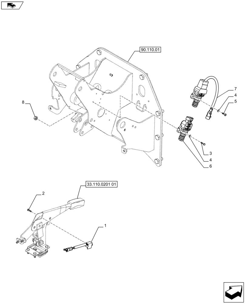 Схема запчастей Case IH FARMALL 65C - (55.408.0101) - HAND BRAKE SWITCH AND PEDAL SWITCHES - L/CAB (55) - ELECTRICAL SYSTEMS