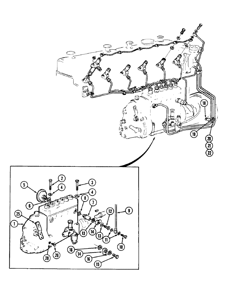 Схема запчастей Case IH 4890 - (3-68) - FUEL INJECTION RETAINING PARTS, 674 CUBIC INCH DIESEL ENGINE (03) - FUEL SYSTEM