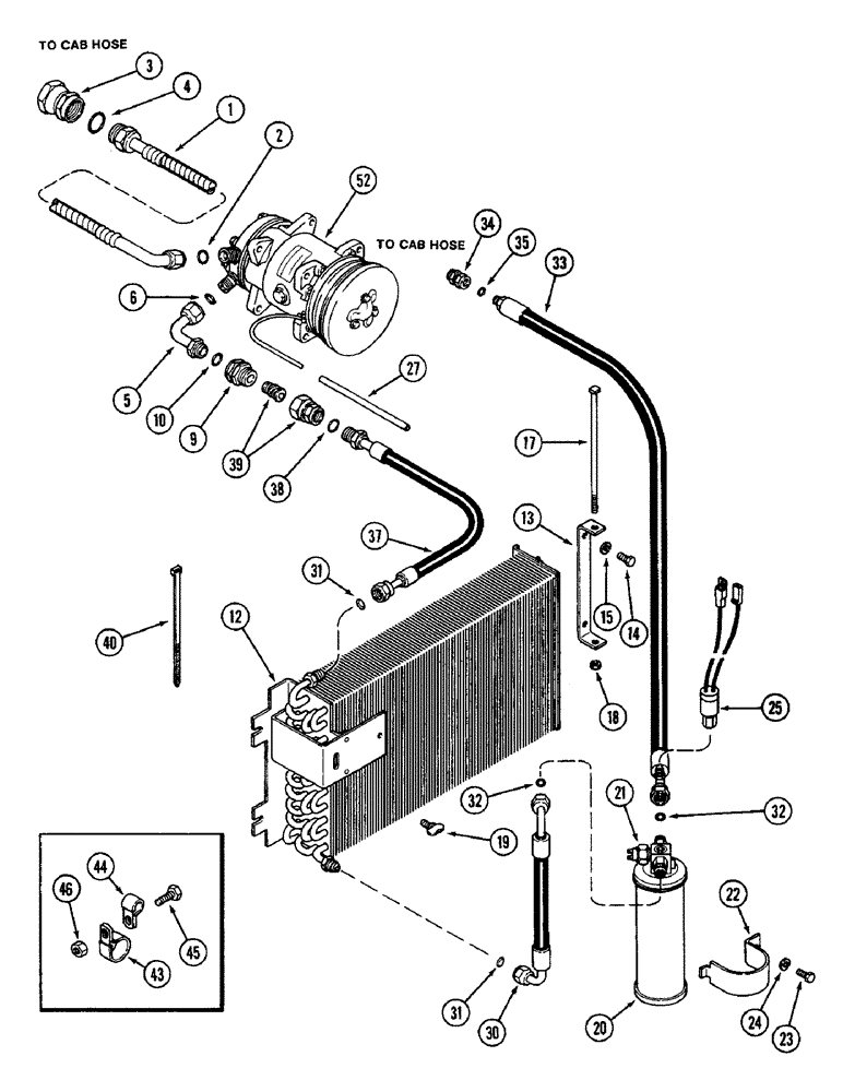 Схема запчастей Case IH 2096 - (9-444) - AIR CONDITIONING, CONDENSER AND RECEIVER- DRIER (09) - CHASSIS/ATTACHMENTS