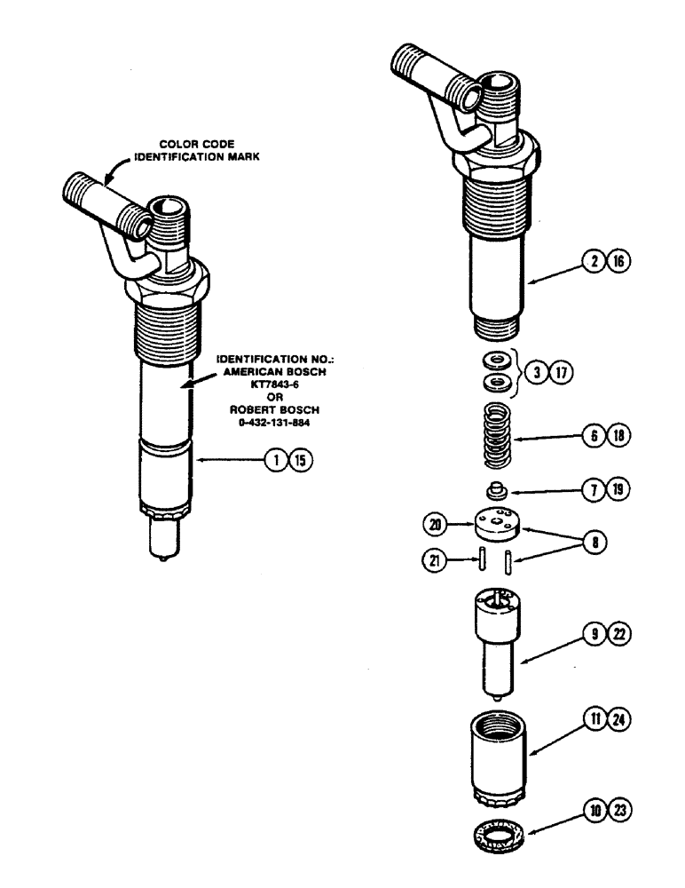 Схема запчастей Case IH 2390 - (3-62) - FUEL INJECTOR NOZZLE, 504BDT, DIESEL ENGINE, RED COLOR CODE IDENTIFICATION (03) - FUEL SYSTEM