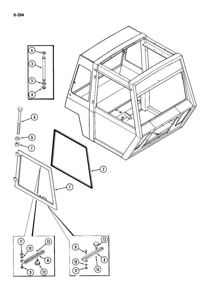 Схема запчастей Case IH 4490 - (9-394) - CAB, SIDE WINDOW (09) - CHASSIS/ATTACHMENTS