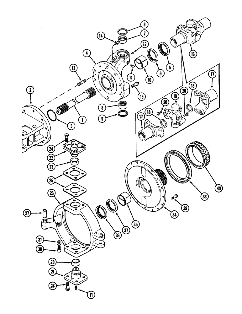 Схема запчастей Case IH 4890 - (6-208) - REAR AXLE ASSEMBLY, LH TRUNNION, SPINDLE AND SHAFT (06) - POWER TRAIN