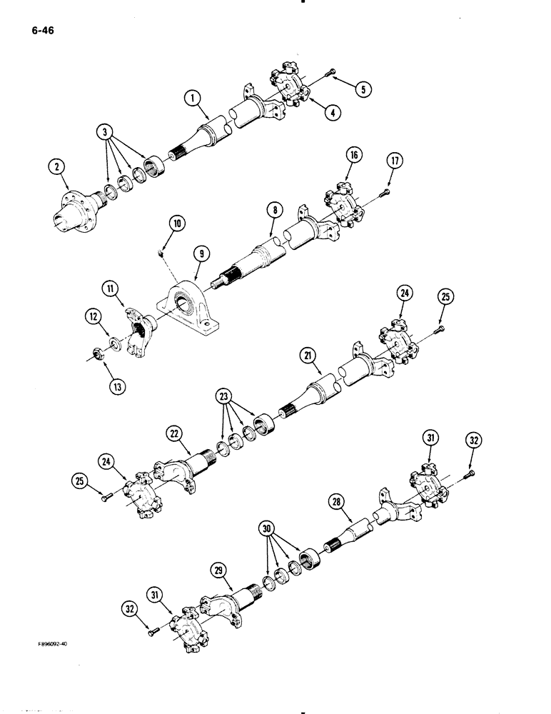 Схема запчастей Case IH 9110 - (6-46) - DRIVE SHAFT ASSEMBLIES (06) - POWER TRAIN