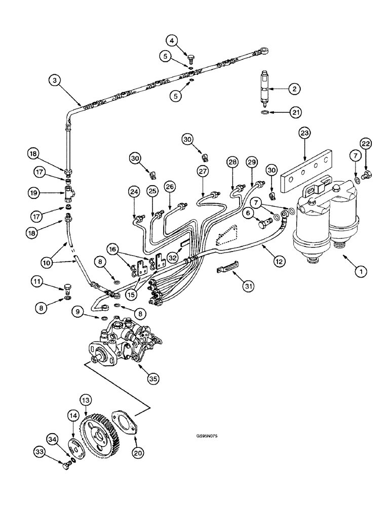 Схема запчастей Case IH D-358 - (6-068) - FUEL INJECTION PUMP AND CONNECTIONS, 786, 886, 3088 AND 3288 TRACTORS 