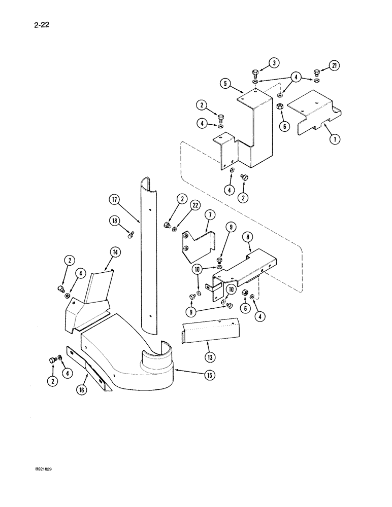 Схема запчастей Case IH 7130 - (2-022) - EXHAUST SYSTEM SHIELDS, PRIOR TO P.I.N. JJA0018535 (02) - ENGINE