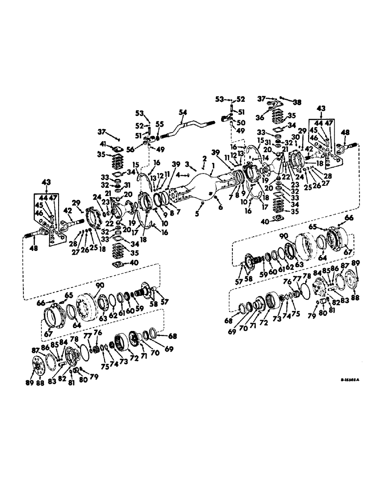 Схема запчастей Case IH 4186 - (07-23) - DRIVE TRAIN, REAR AXLE AND CONNECTIONS, LESS DIFFERENTIAL CARRIER AND BRAKES (04) - Drive Train