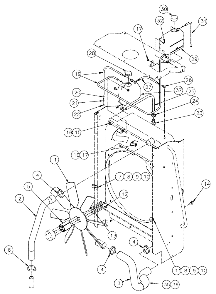 Схема запчастей Case IH 3210 - (03-043) - RADIATOR COMPONENTS GROUP (01) - ENGINE