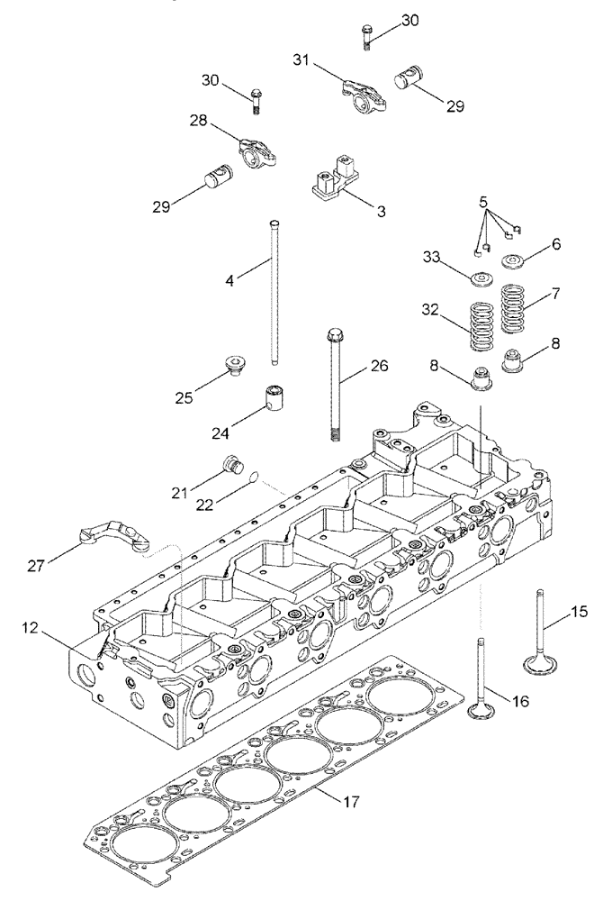 Схема запчастей Case IH TITAN 4520 - (02-041) - CYLINDER HEAD AND VALVE MECHANISM (01) - ENGINE