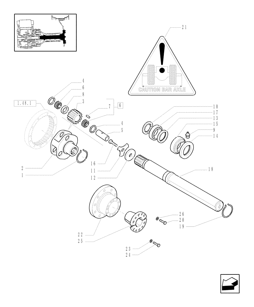 Схема запчастей Case IH PUMA 210 - (1.48.1/03[02]) - (VAR.431-431/1-437-437/1) BARAXLE 98" AND 112" FINAL DRIVE, GEARS AND SHAFTS (05) - REAR AXLE