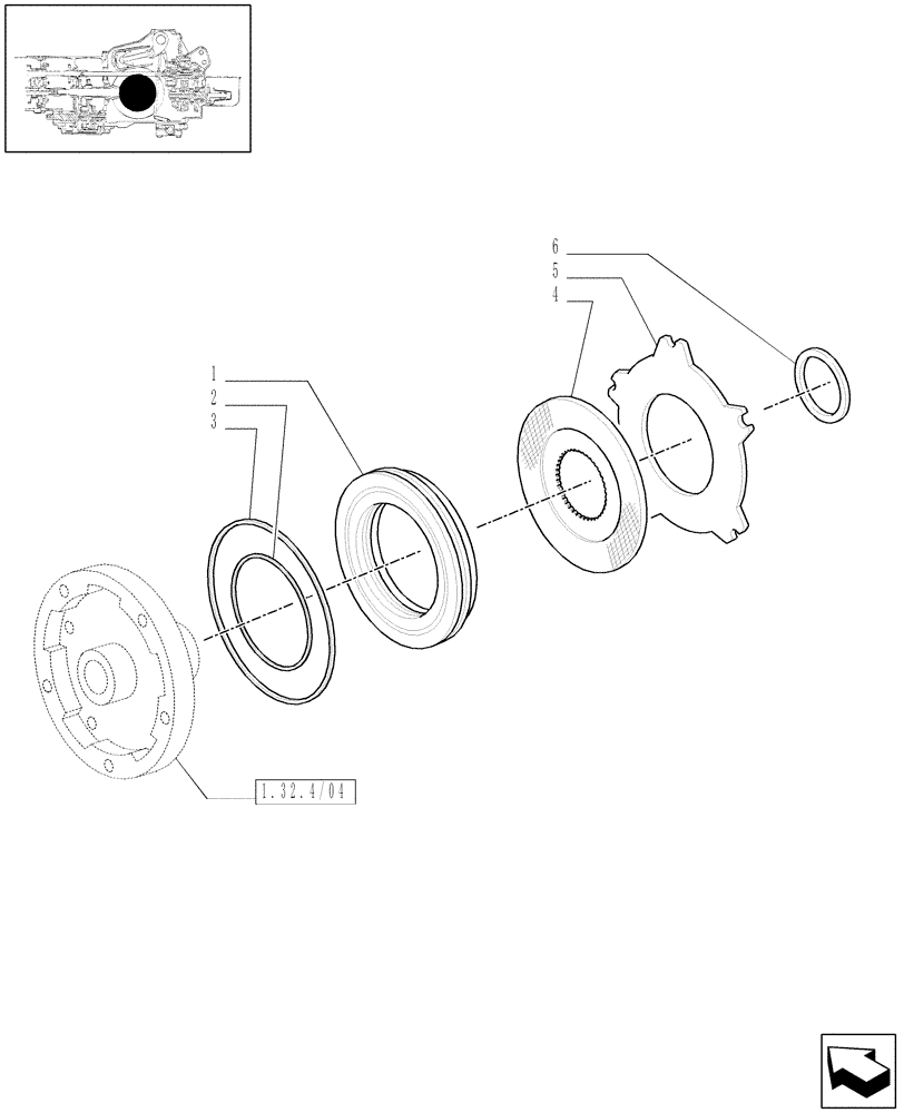 Схема запчастей Case IH MAXXUM 115 - (1.32.6/02) - DIFFERENTIAL GEARS WITH HYDRAULIC LOCK - HYDRAULIC DIFFERENTIAL LOCK (VAR.330333-331333-332333) (03) - TRANSMISSION