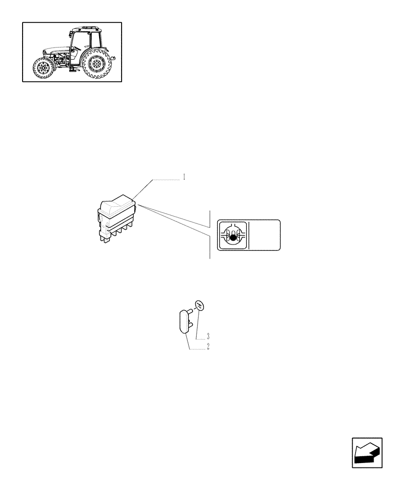 Схема запчастей Case IH JX1085C - (1.75.4/09) - (VAR.326) REAR ELECTROHYDRAULIC DIFF. LOCK - SWITCH (06) - ELECTRICAL SYSTEMS