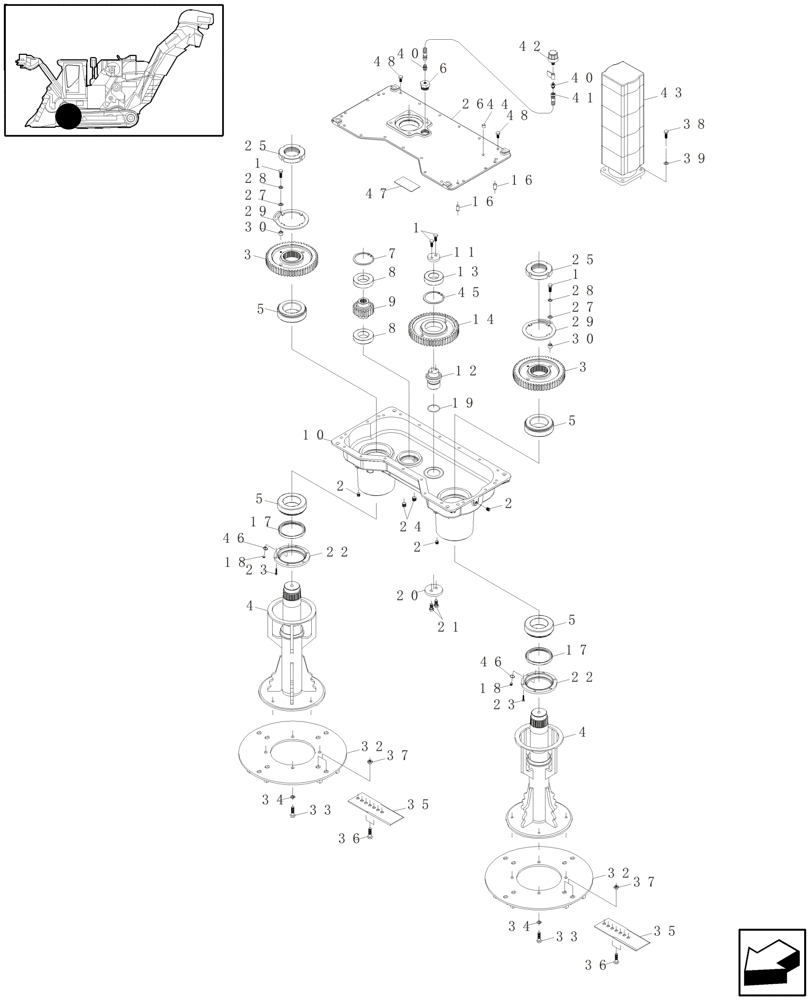 Схема запчастей Case IH A4000 - (A04.01[01]) - GEARBOX (BASECUTTER) Mainframe & Functioning Components