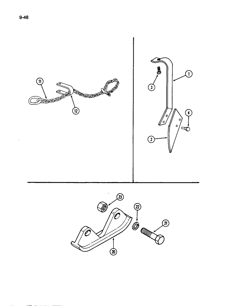 Схема запчастей Case IH 496 - (9-48) - DISC SCRAPER, SAFETY CHAIN, BEARING WEAR GUARD (09) - CHASSIS/ATTACHMENTS