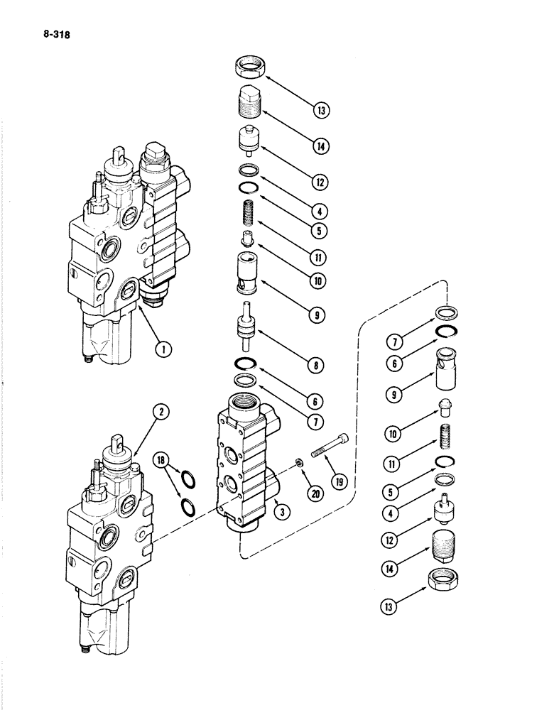 Схема запчастей Case IH 4894 - (8-318) - REMOTE CONTROL VALVE ADD ON FOR THIRD CIRCUIT WITH LOAD CHECK (08) - HYDRAULICS