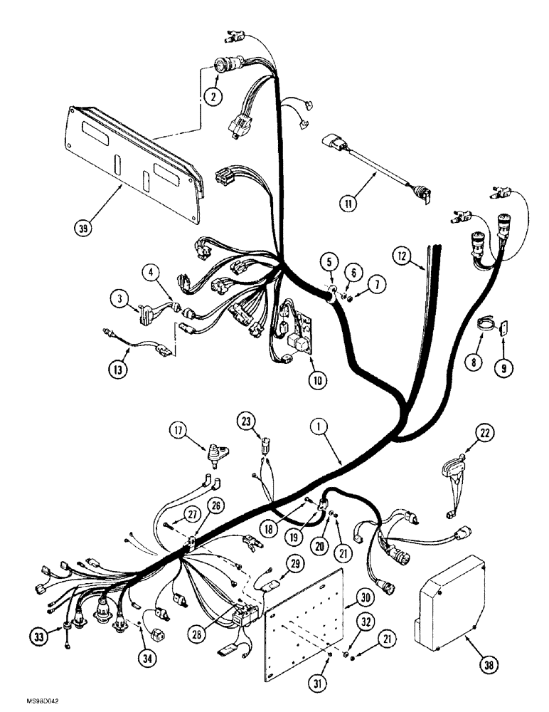 Схема запчастей Case IH 9350 - (4-04) - LOWER CAB HARNESS, POWER SHIFT TRACTOR (04) - ELECTRICAL SYSTEMS