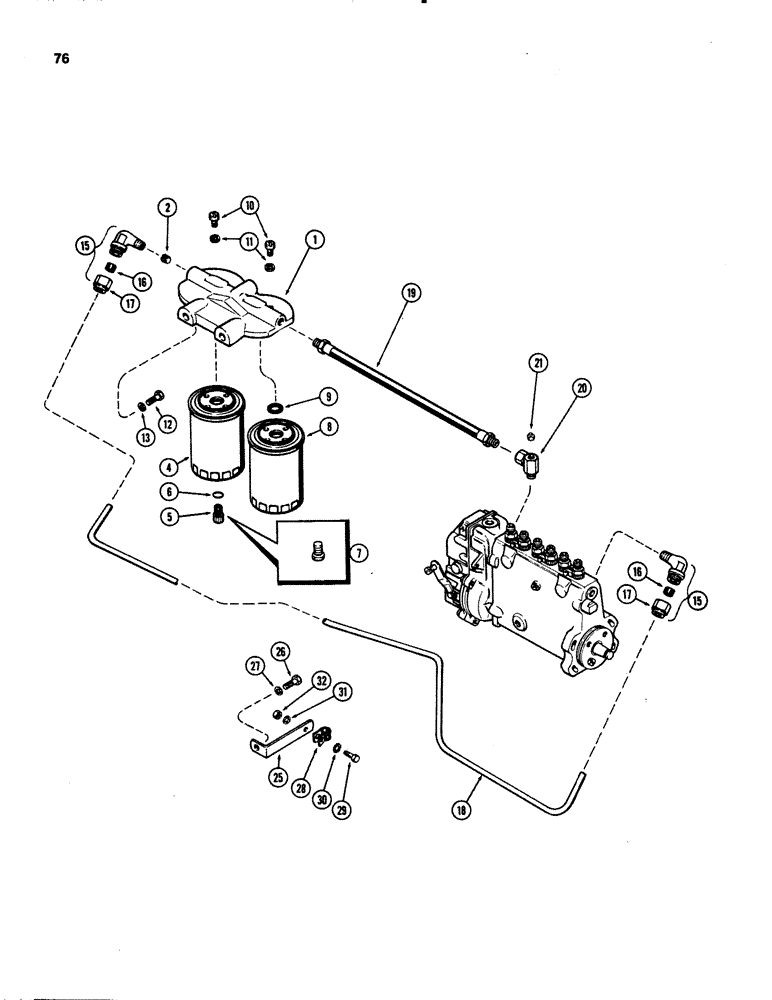 Схема запчастей Case IH 1070 - (0076) - FUEL INJECTION FILTER SYSTEM, 451B DIESEL ENGINE (03) - FUEL SYSTEM