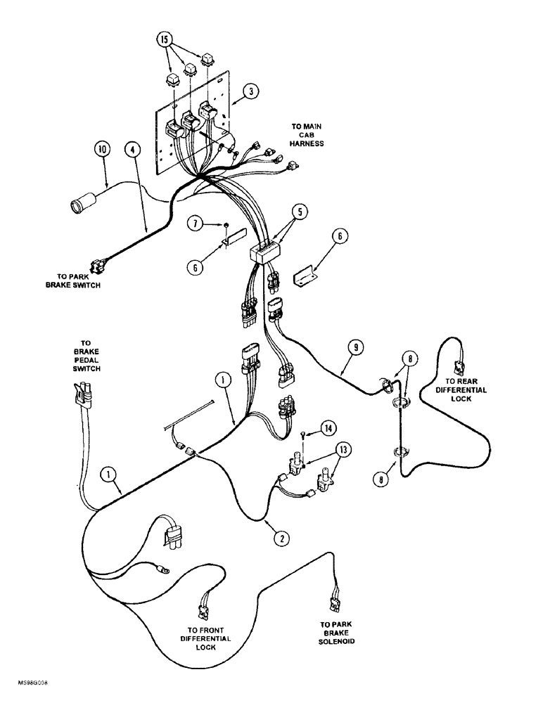 Схема запчастей Case IH 9380 QUADTRAC - (4-062) - DIFFERENTIAL LOCK HARNESSES, P.I.N. JEE0074221 AND AFTER (04) - ELECTRICAL SYSTEMS