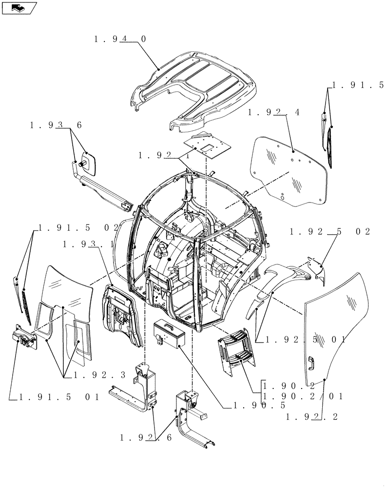 Схема запчастей Case IH PUMA 140 - (SEC. 10[01]) - OPERATORS PLATFORM / CAB (00) - GENERAL