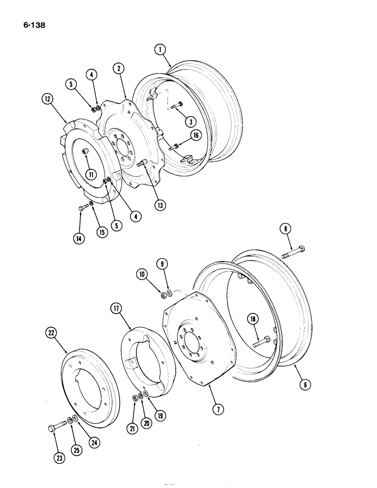 Схема запчастей Case IH 1194 - (6-138) - REAR WHEELS AND BALLAST WEIGHTS (06) - POWER TRAIN