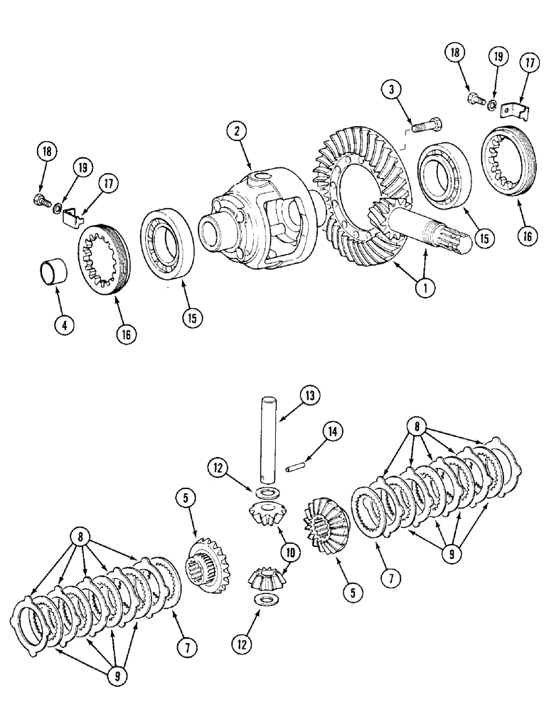 Схема запчастей Case IH 1394 - (5-174) - FRONT AXLE DIFFERENTIAL, MFD TRACTORS, P.I.N. 11503001 AND AFTER (05) - STEERING