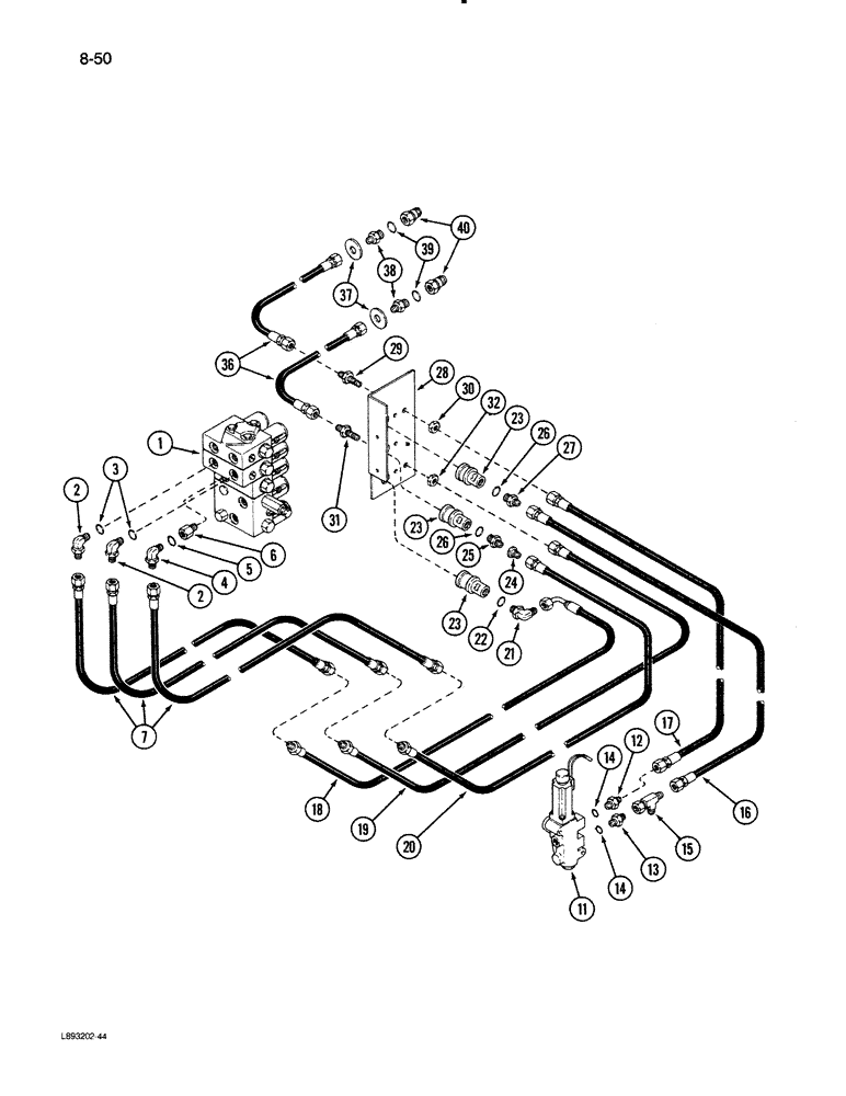 Схема запчастей Case IH 1670 - (8-50) - HEADER AND REEL DRIVE, CONTROL VALVE SYSTEM (07) - HYDRAULICS