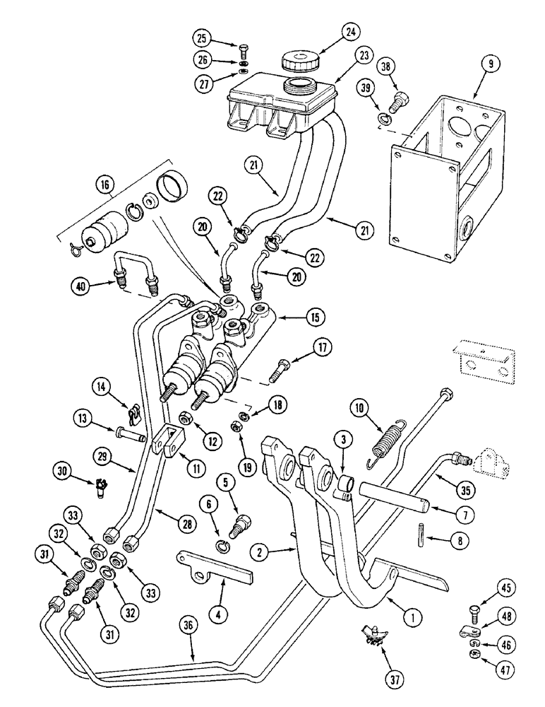 Схема запчастей Case IH 1494 - (7-272) - BRAKE PEDALS AND MASTER CYLINDERS, P.I.N. 11519691 AND AFTER (07) - BRAKES